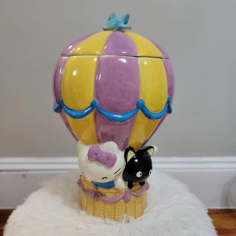 Hello Kitty and Friends Blue Sky Hot Air Balloon Ceramic Canister - NWOT